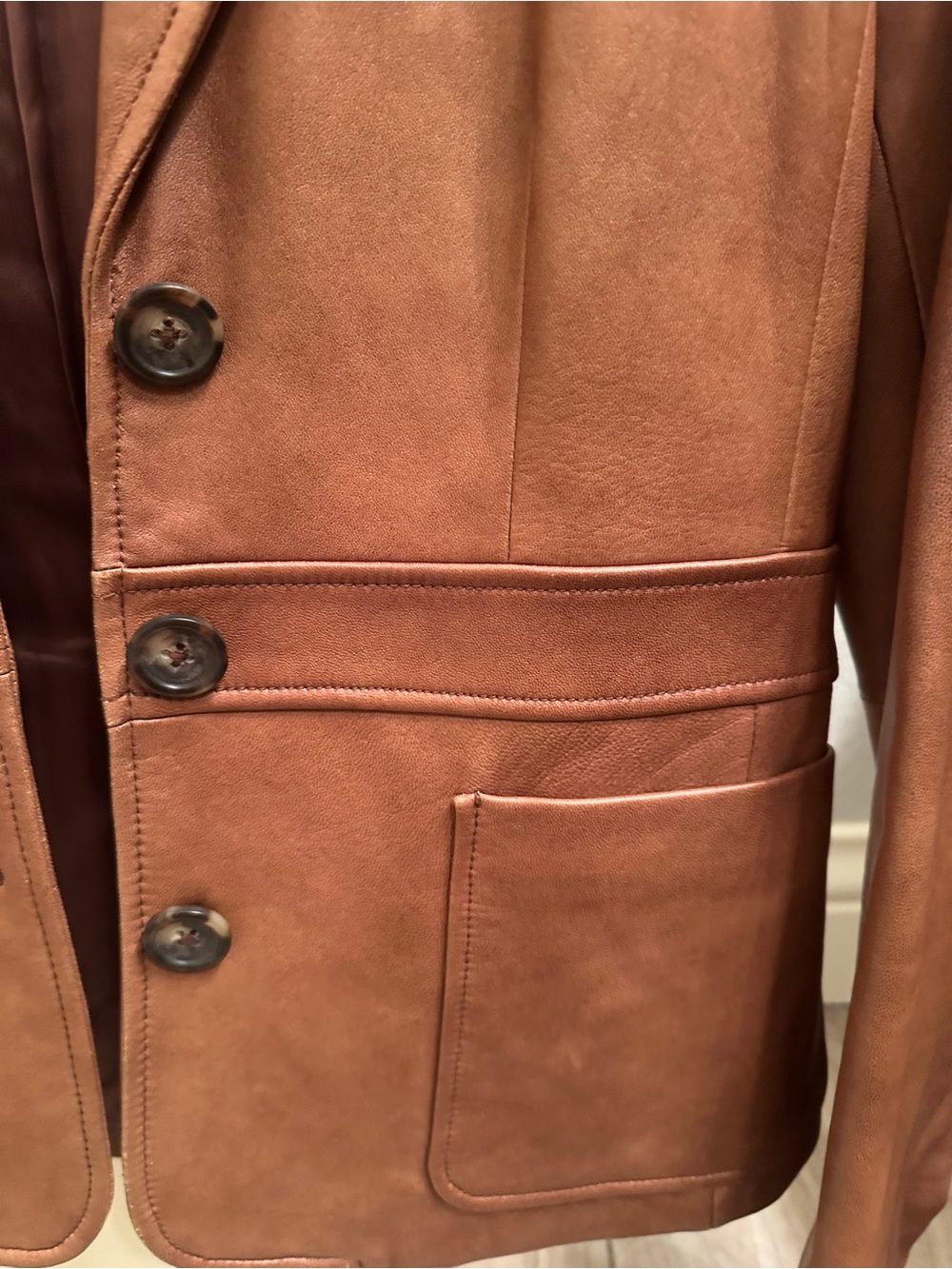 Banana Republic Brown Leather Blazer Jacket - Picture 4 of 5